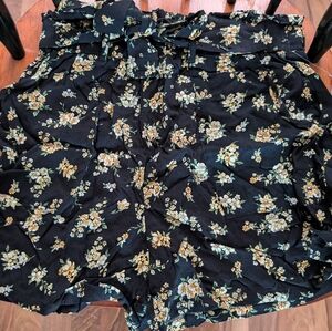 Yellow Floral Paper Bag Shorts